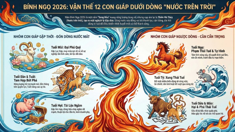 Bính ngọ 2026 - Năm "Nước trên trời": Ai đắc lộc và cách biến “nước” thành “tiền” 2 Bính Ngọ 2026 dự đoán các con giáp